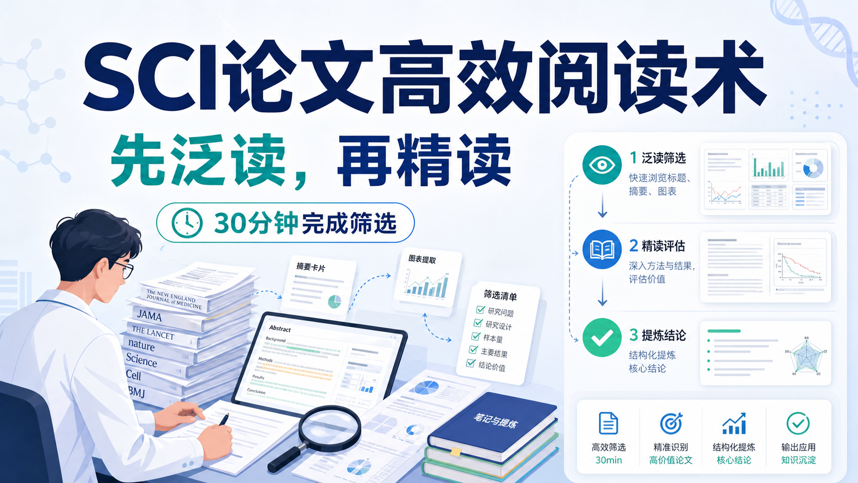 SCI论文泛读精读法：结构化提炼核心结论省时80%