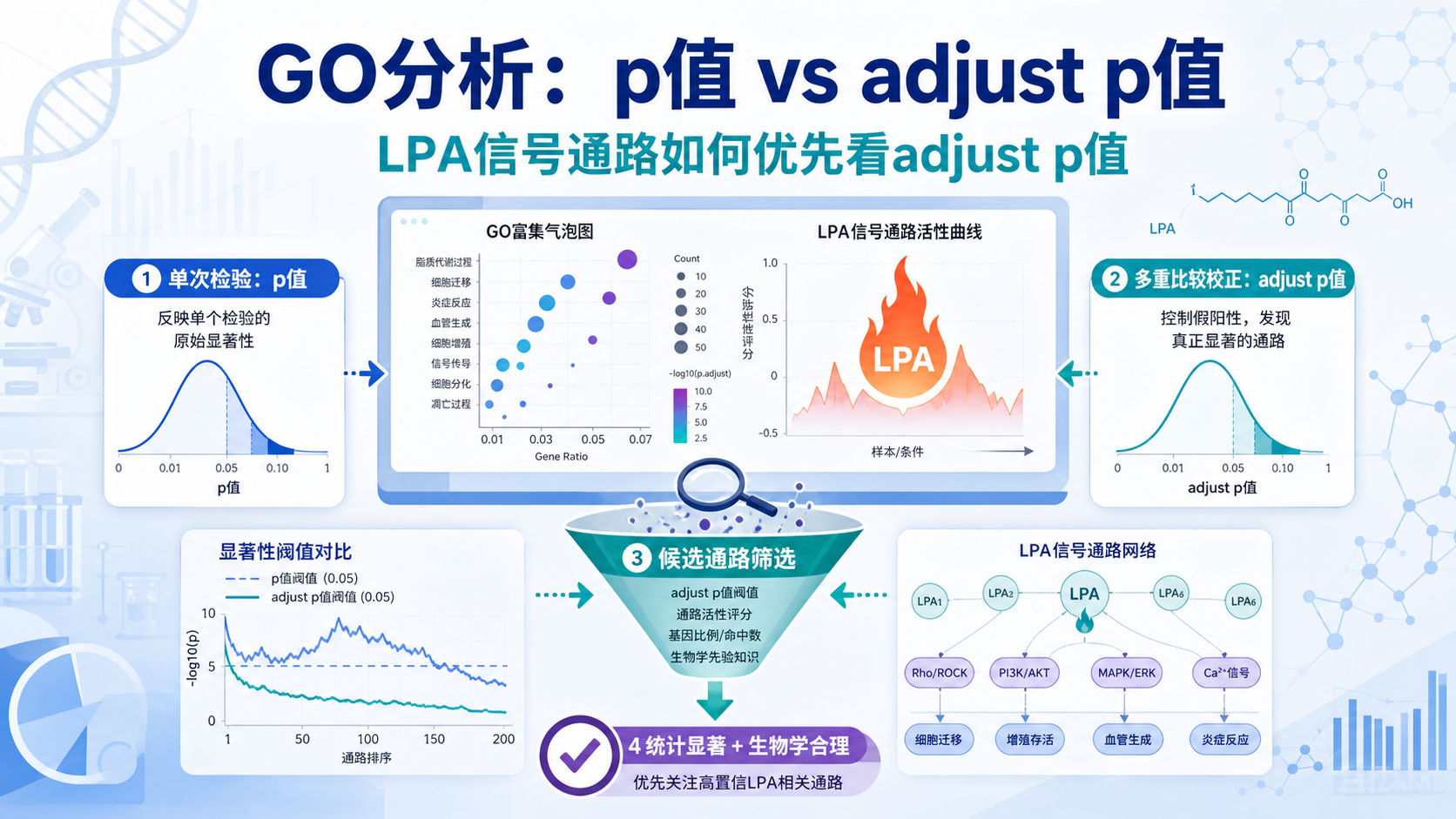 LPA信号通路GO分析：Adjust P值优先原则与变通策略