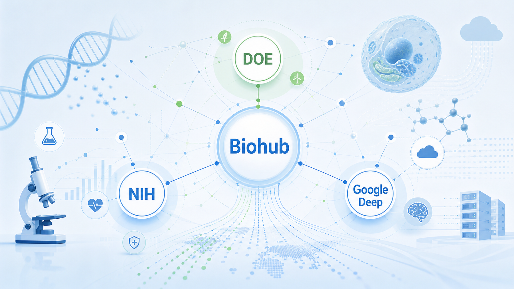 Biohub 联合美国能源部（DOE）、美国国立卫生研究院（NIH）以及 Google DeepMind、Isomorphic Labs、Meta 等机构宣布，共同投入 18 亿美元构建面向 AI 模型的生物学基础数据，打造"虚拟生物学计划"（Virtual Biology Initiative）。这是迄今规模最大的、面向 AI 的生物学数据生成行动，目标是让全球科研界能够构建并调用可预测细胞与疾病行为的 AI 模型，从而加速疾病理解与治疗手段的发现。