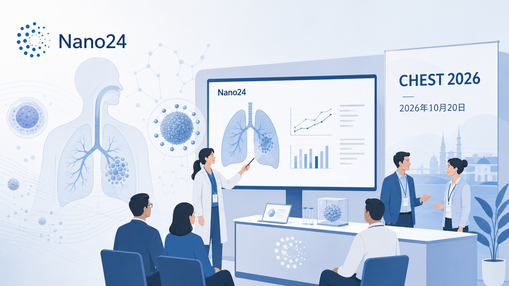 以色列生物科技公司 Nano24 于 2026 年 10 月 20 日在美国胸科医师学会(CHEST)2026 年会的最新进展专场公布,其吸入式工程化外泌体疗法 EXO-CD24 在急性呼吸窘迫综合征(ARDS)的随机、双盲、安慰剂对照 IIb 期试验中达到主要终点:第 7 天无呼吸衰竭比例达 85%,较安慰剂组的 33.3% 显著提升,并提示 28 天死亡风险降低 72%。