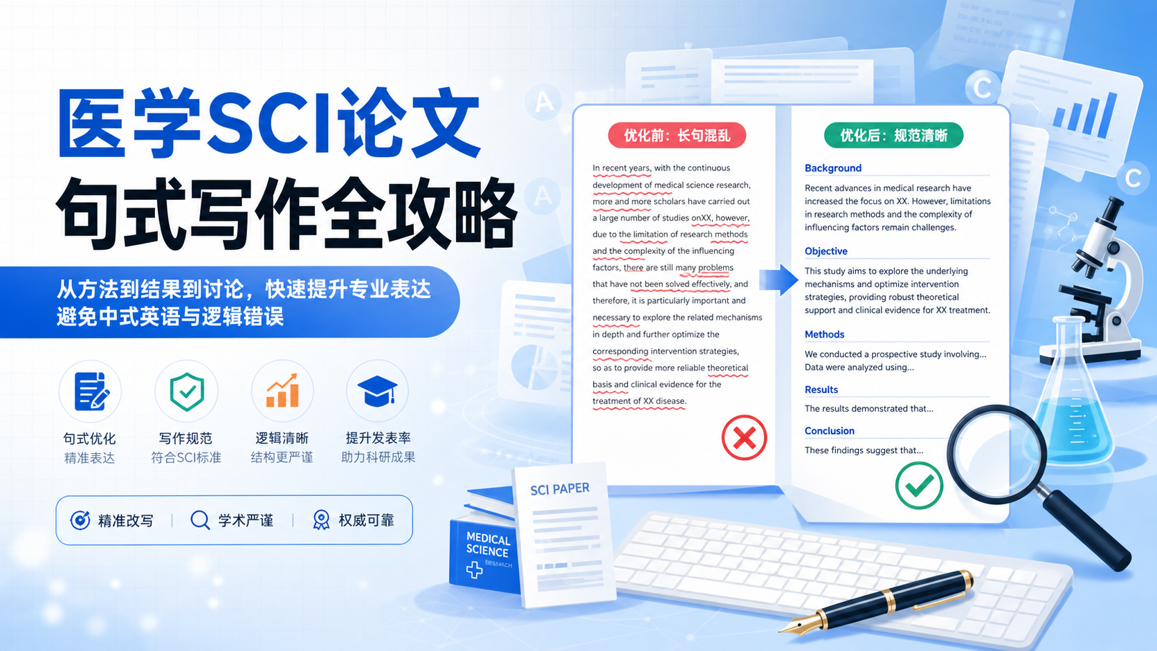 医学SCI论文写作:专业句式与严谨风格指南