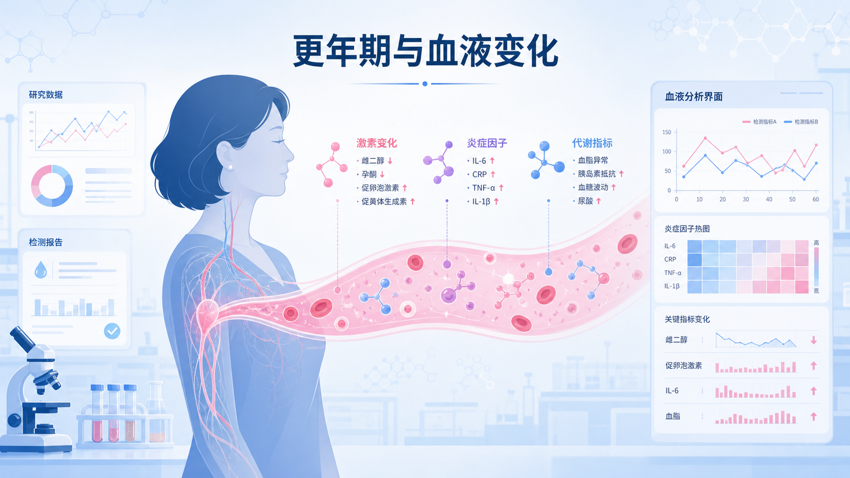 一项发表于《自然·医学》的研究及《科学》杂志 10 月 8 日专题报道指出,更年期会在女性血液中留下独特的蛋白质组"分子印记":研究者锁定 16 种在绝经后显著升高的蛋白,与炎症、突触功能、代谢及阿尔茨海默病通路相关,且这种变化与激素波动的关联强于单纯年龄增长。在近 1.2 万名老年女性的随访中,该"更年期蛋白质组评分"越高,晚年认知表现越差、痴呆风险越高。