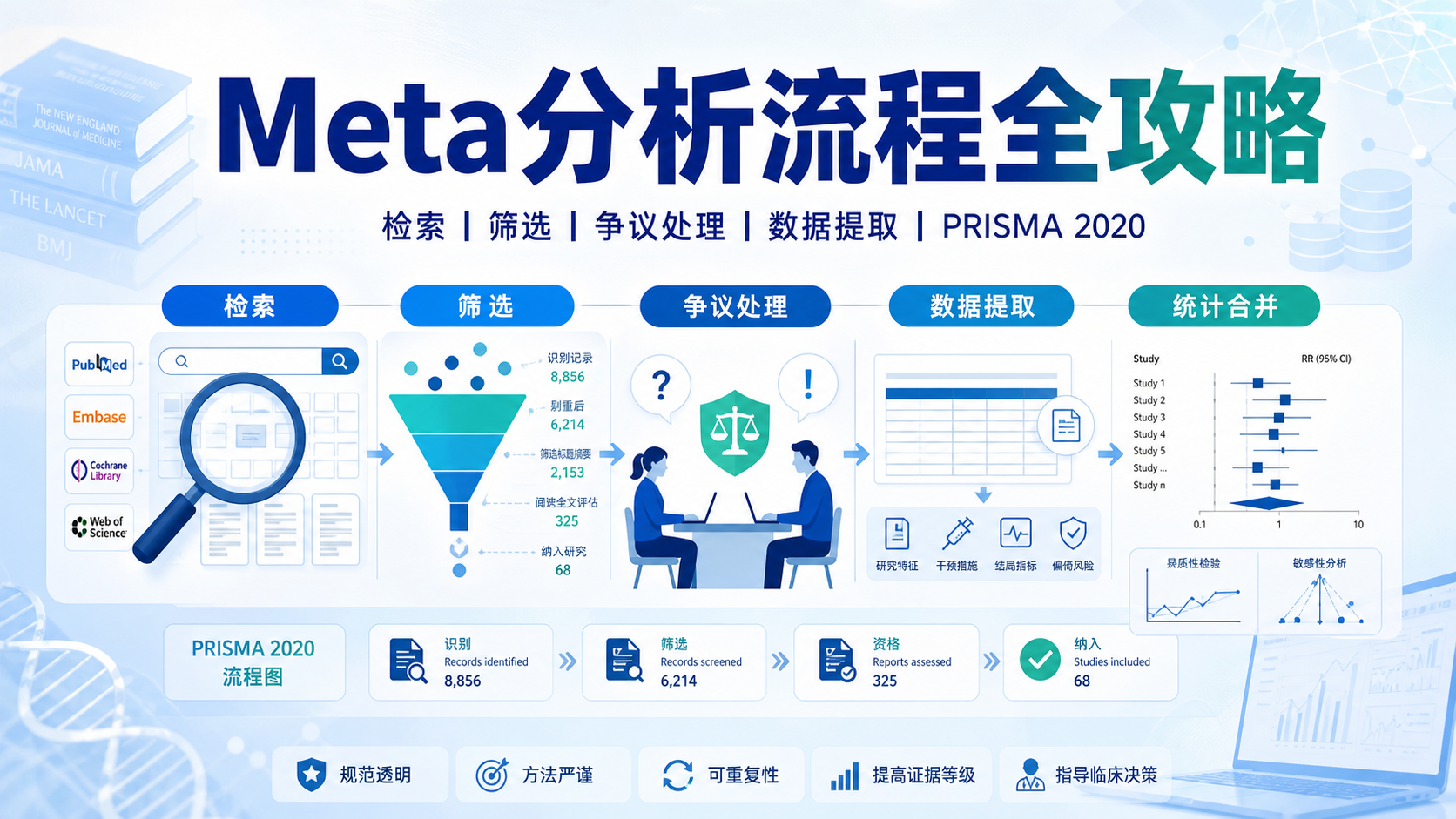 Meta分析检索策略与筛选实操:双人独立与第三方判定