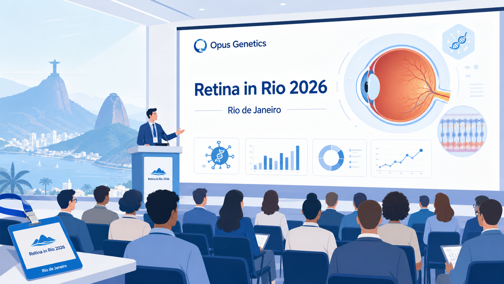 Opus Genetics 在巴西里约热内卢举行的 Retina in Rio 2026 会议上公布了两项基因疗法项目的最新临床数据，覆盖 BEST1 相关视网膜疾病与 Leber 先天性黑矇 5 型（LCA5）两类遗传性视网膜疾病（IRD）。其中 OPGx-LCA5 在成人与儿童中均展现出持久的视功能改善，公司预计将于 2026 年第四季度启动其 3 期临床给药。对于眼科与罕见病领域而言，这是遗传性视网膜疾病基因治疗持续向前推进的又一积极信号。